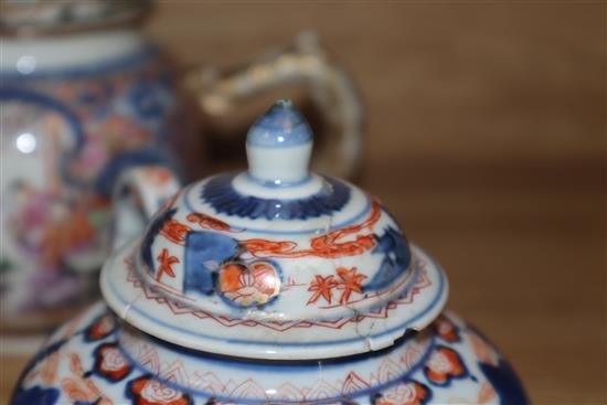 Three 18th century Chinese export tea pots and covers